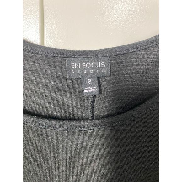 En Focus Studio Black Floral Detail Short Sleeve Shift Dress Size 8 - Picture 3 of 8